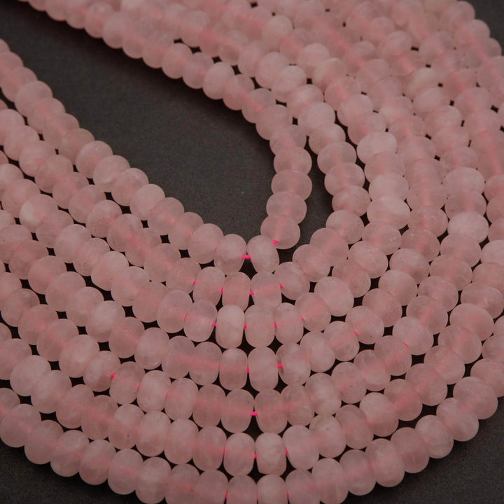Rose Quartz · Matte · Rondelle · 6mm, 8mm, Tejas Beads, Beads