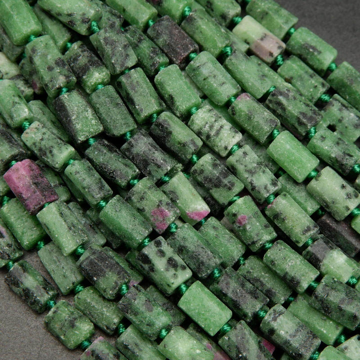 Ruby Zoisite · Matte · Freeform Tube · 7mm, Tejas Beads, Beads