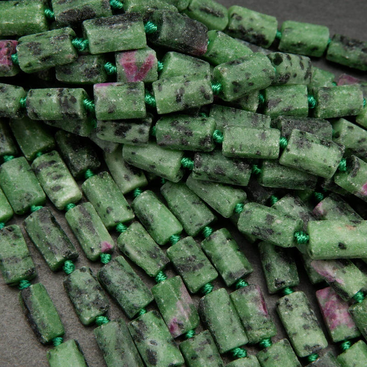 Ruby Zoisite · Matte · Freeform Tube · 7mm, Tejas Beads, Beads