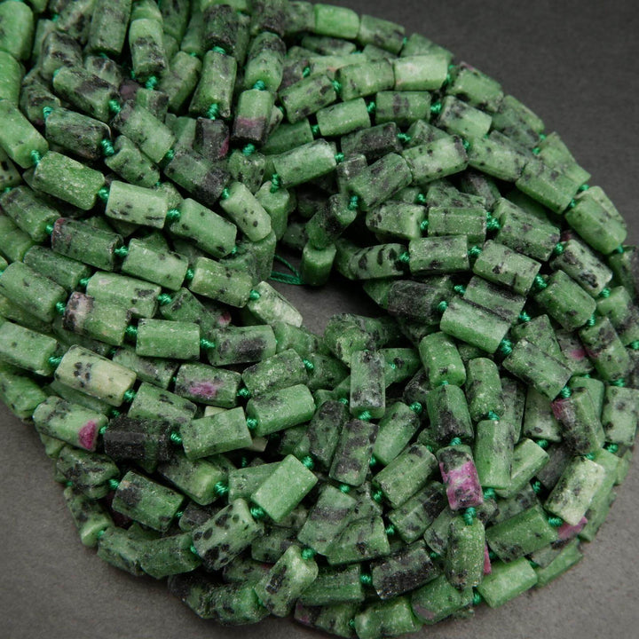Ruby Zoisite · Matte · Freeform Tube · 7mm, Tejas Beads, Beads