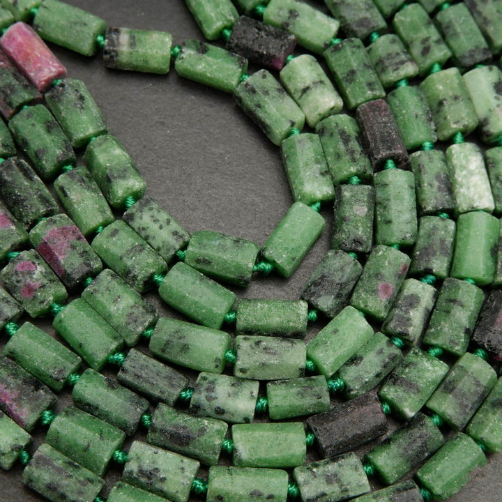 Ruby Zoisite · Matte · Freeform Tube · 7mm, Tejas Beads, Beads