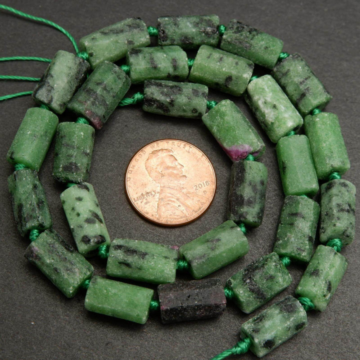 Ruby Zoisite · Matte · Freeform Tube · 7mm, Tejas Beads, Beads