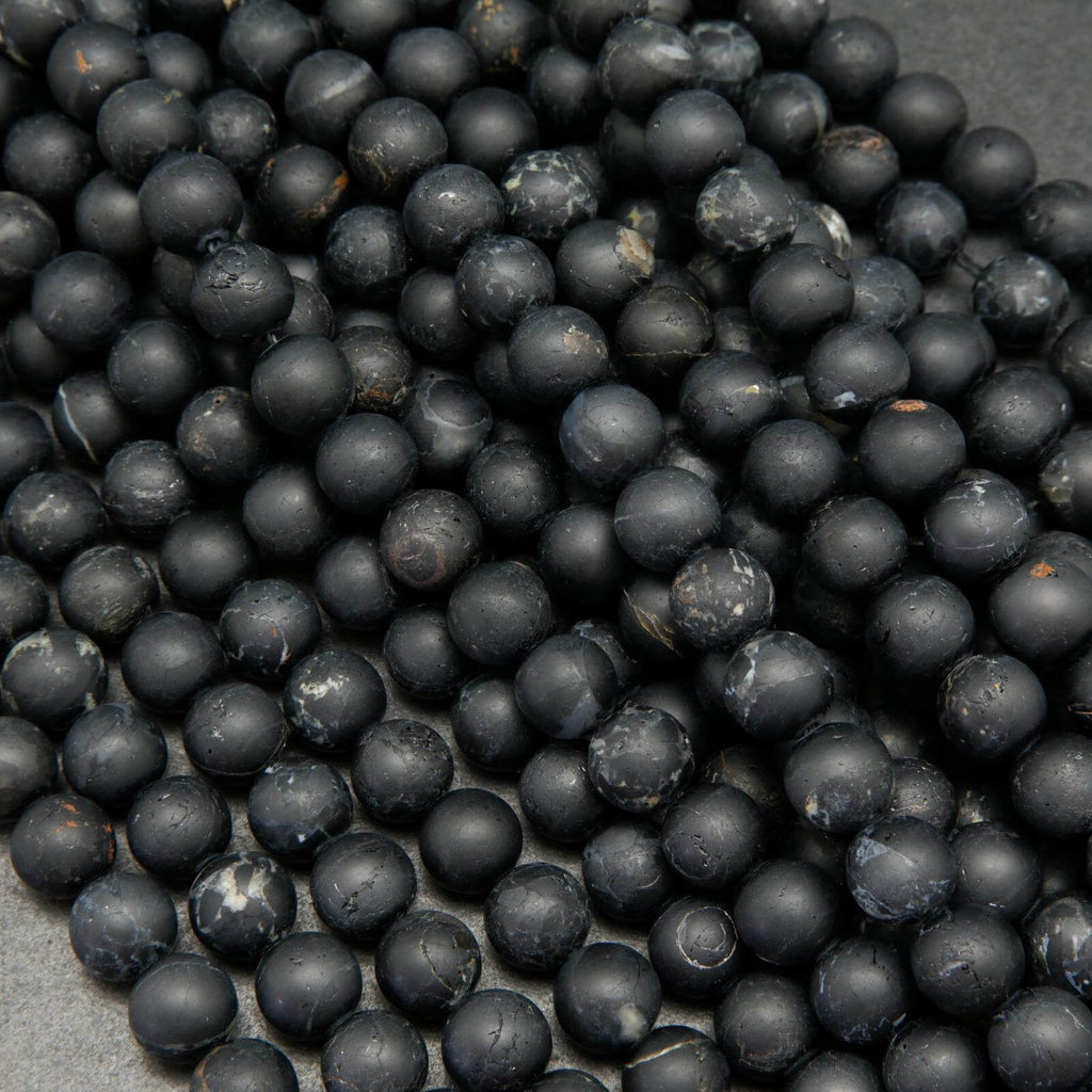 Matte black tourmaline beads.
