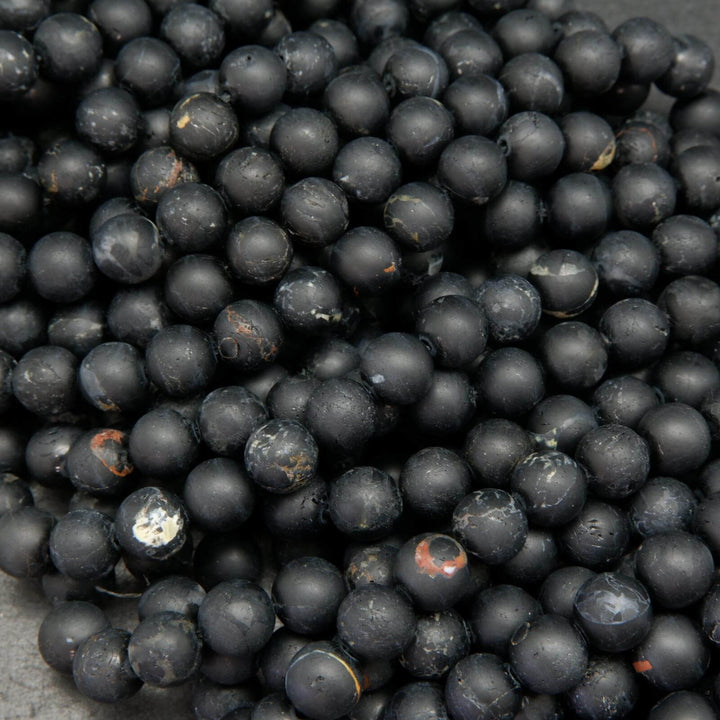 Matte black tourmaline beads.