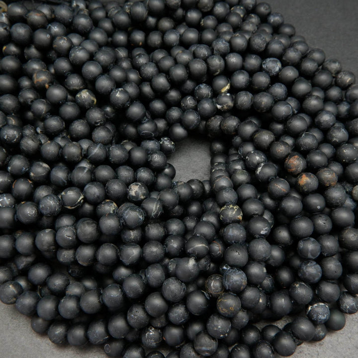 Matte black tourmaline beads.