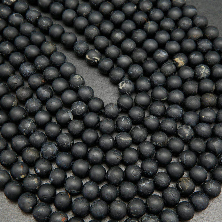 Matte black tourmaline beads.
