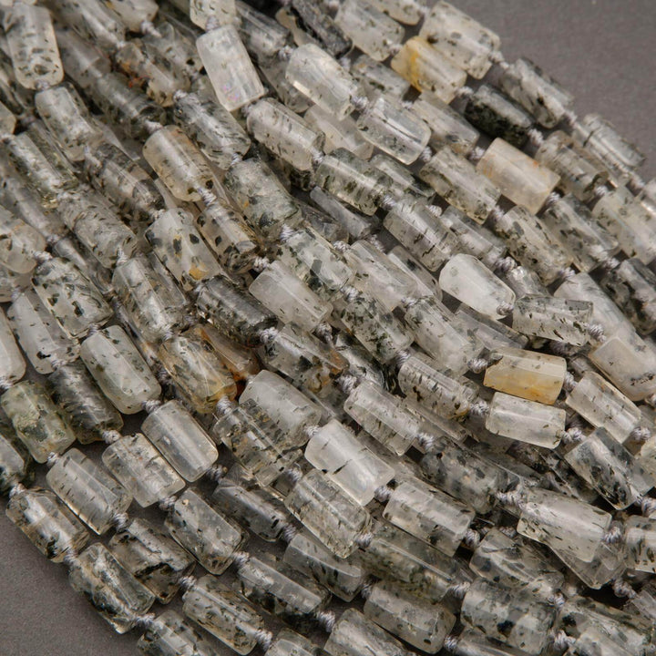 Black Mica in Quartz · Smooth · Freeform Tube · 8mm, Tejas Beads, Beads