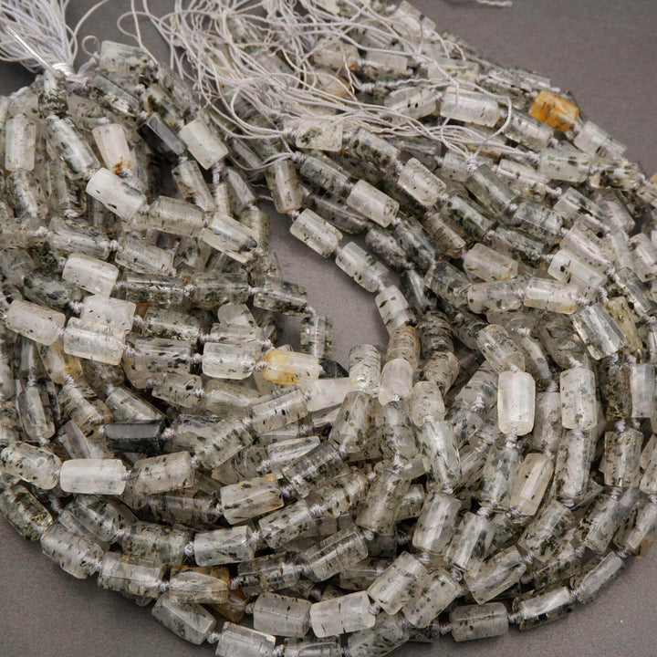 Black Mica in Quartz · Smooth · Freeform Tube · 8mm, Tejas Beads, Beads