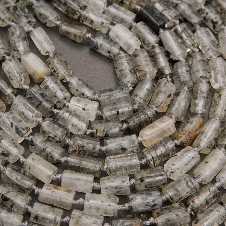 Black Mica in Quartz · Smooth · Freeform Tube · 8mm, Tejas Beads, Beads
