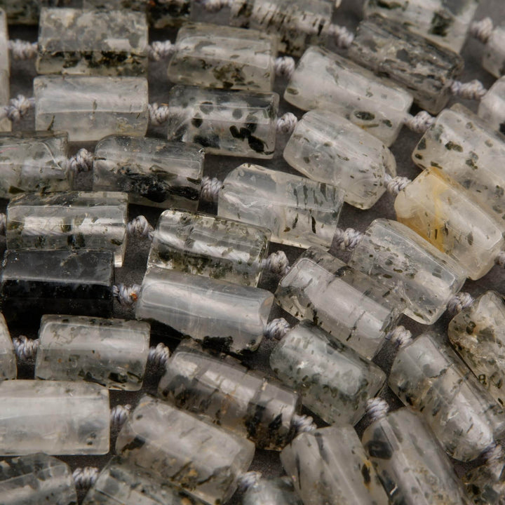 Black Mica in Quartz · Smooth · Freeform Tube · 8mm, Tejas Beads, Beads