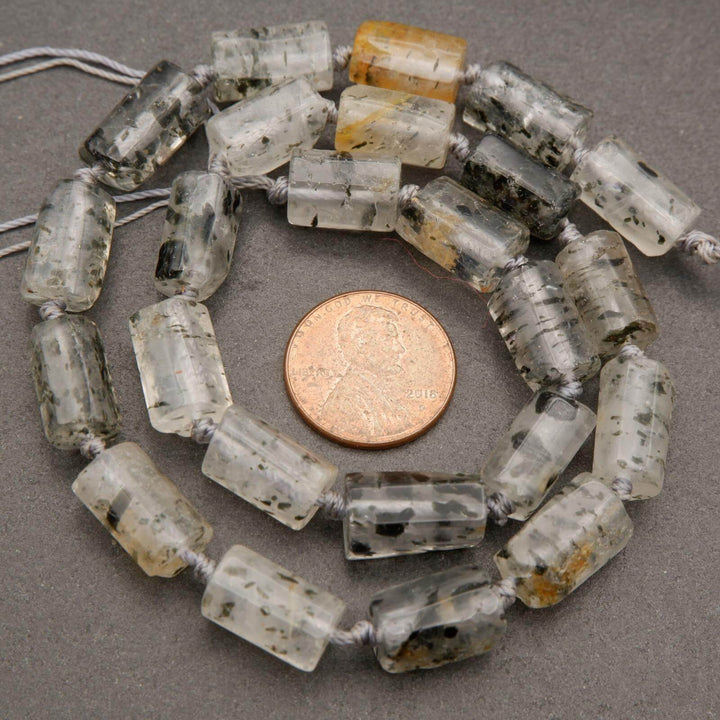 Black Mica in Quartz · Smooth · Freeform Tube · 8mm, Tejas Beads, Beads