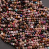 Close-up of multicolored beads on a dark background