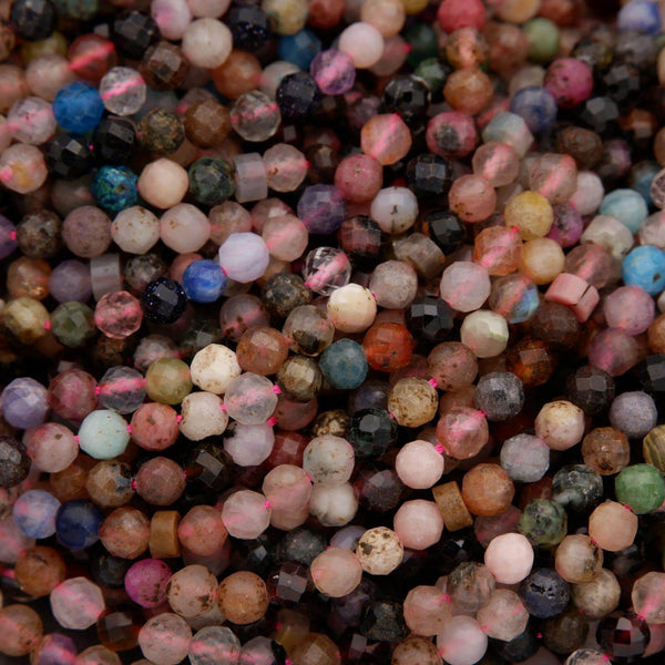 Close-up of multicolored gemstone beads.