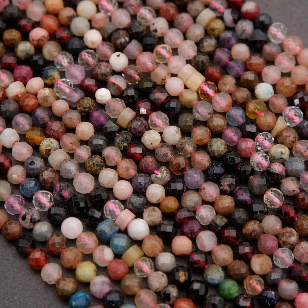 Close-up of multicolored beads on a dark background