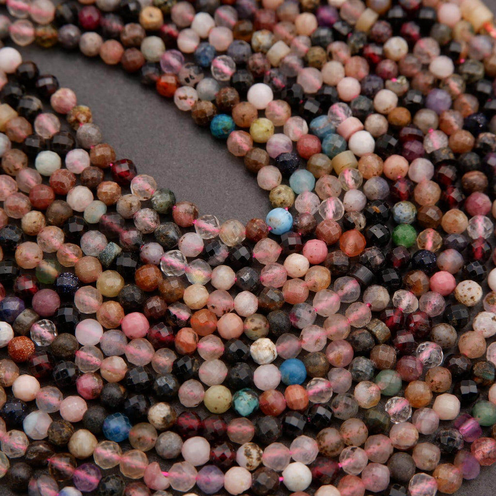 Close-up of multicolored beads on a dark background