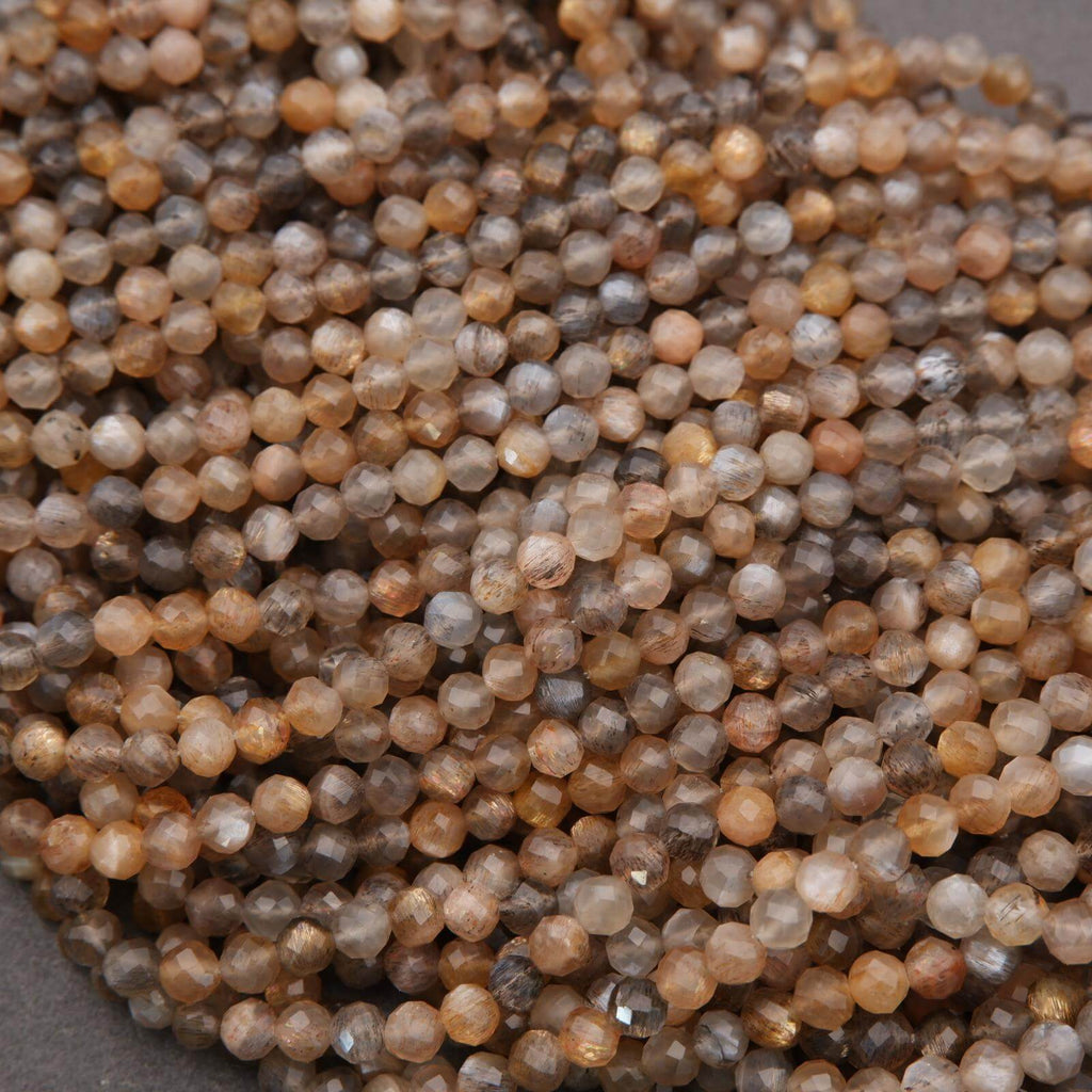 Close-up of small, round, multicolored beads.