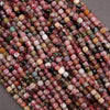 Watermelon Tourmaline faceted cube beads.