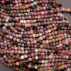 Watermelon Tourmaline faceted cube beads.