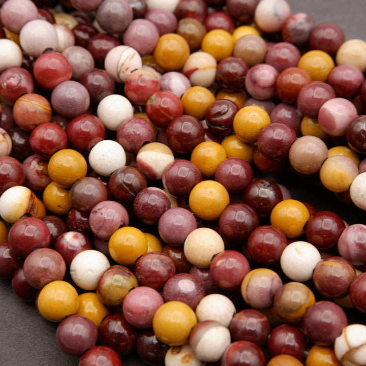 Australian Mookaite Jasper · Smooth · Round · 6mm, 8mm, 10mm · Large Hole · 1/2 Strand, Tejas Beads, Beads