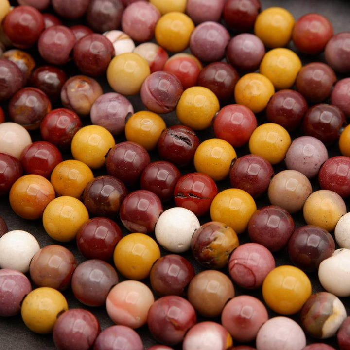 Australian Mookaite Jasper · Smooth · Round · 6mm, 8mm, 10mm · Large Hole · 1/2 Strand, Tejas Beads, Beads