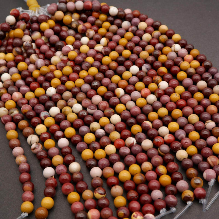 Australian Mookaite Jasper · Smooth · Round · 6mm, 8mm, 10mm · Large Hole · 1/2 Strand, Tejas Beads, Beads