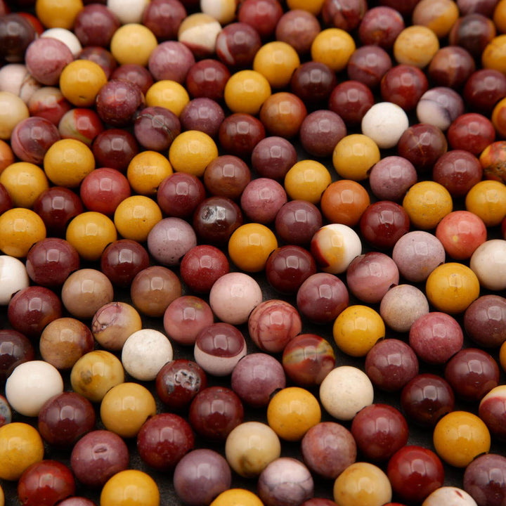 Australian Mookaite Jasper · Smooth · Round · 6mm, 8mm, 10mm · Large Hole · 1/2 Strand, Tejas Beads, Beads