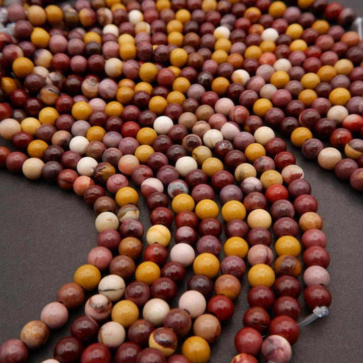 Australian Mookaite Jasper · Smooth · Round · 6mm, 8mm, 10mm · Large Hole · 1/2 Strand, Tejas Beads, Beads