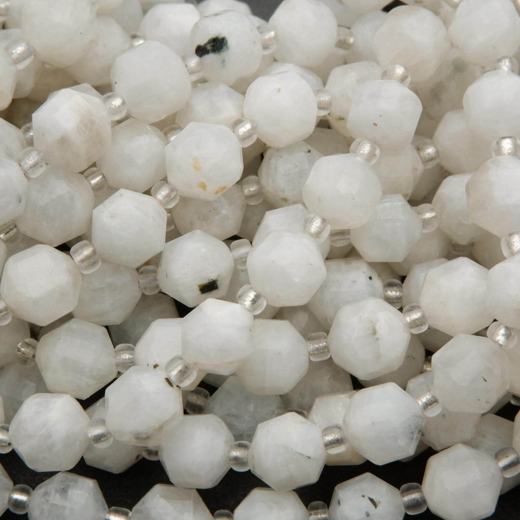 White Moonstone · Faceted · Prism · 7.5mm– Tejas Beads