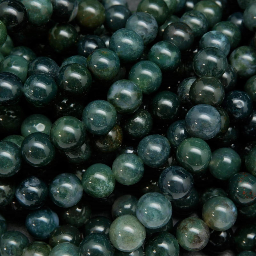 Green moss agate beads.
