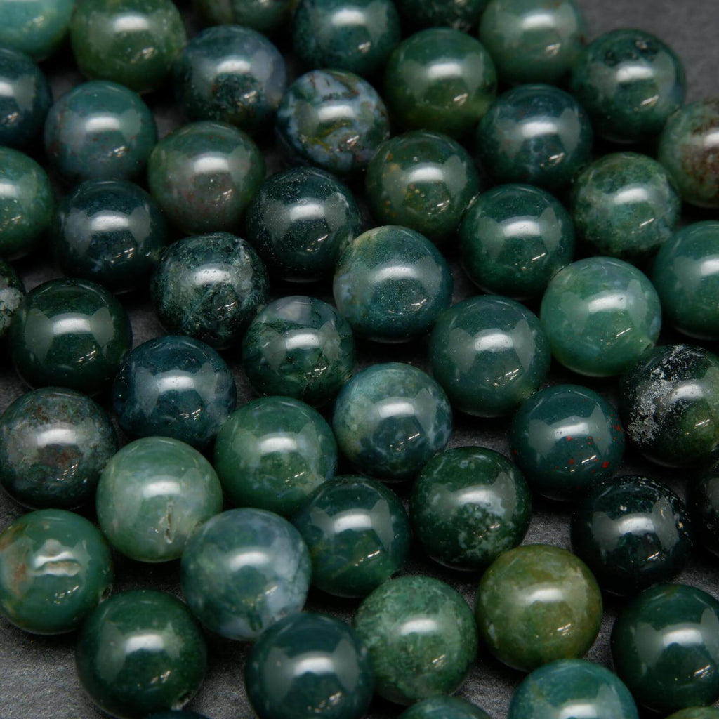 Green moss agate beads.