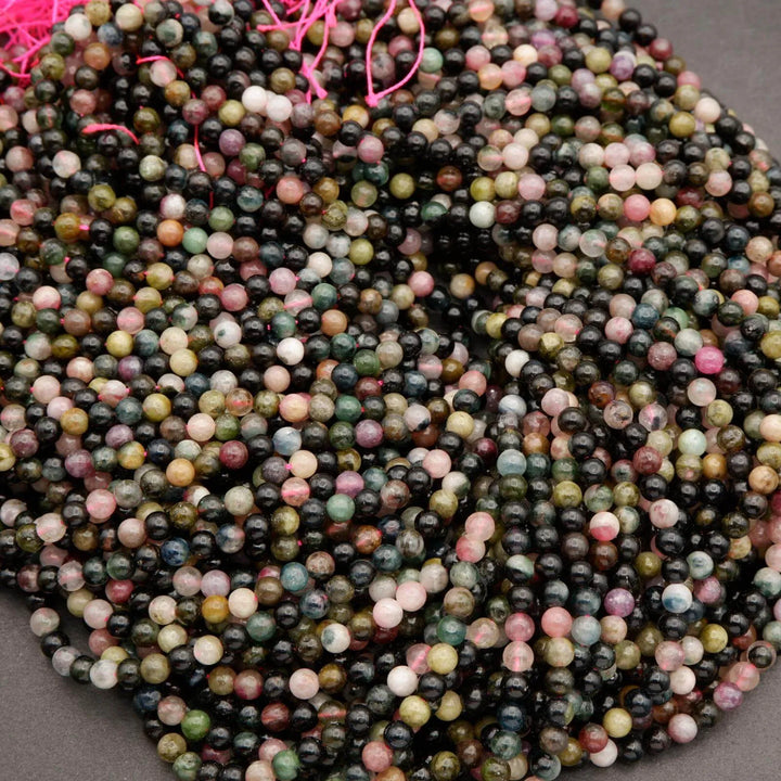 Watermelon Tourmaline · Smooth · Round · 4mm, 5mm, Tejas Beads, Beads