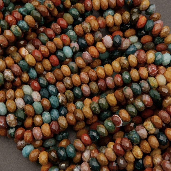 Faceted Rondelle ocean jasper beads.