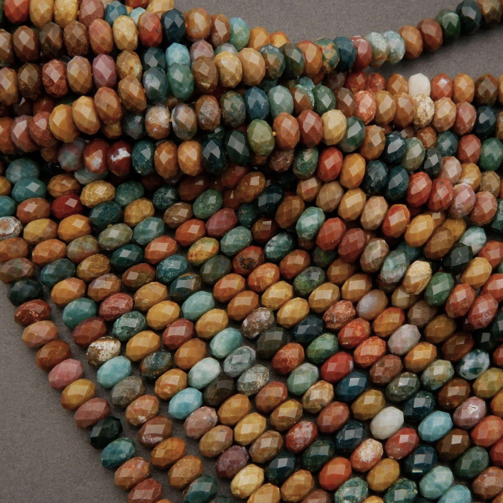 Faceted Rondelle ocean jasper beads.