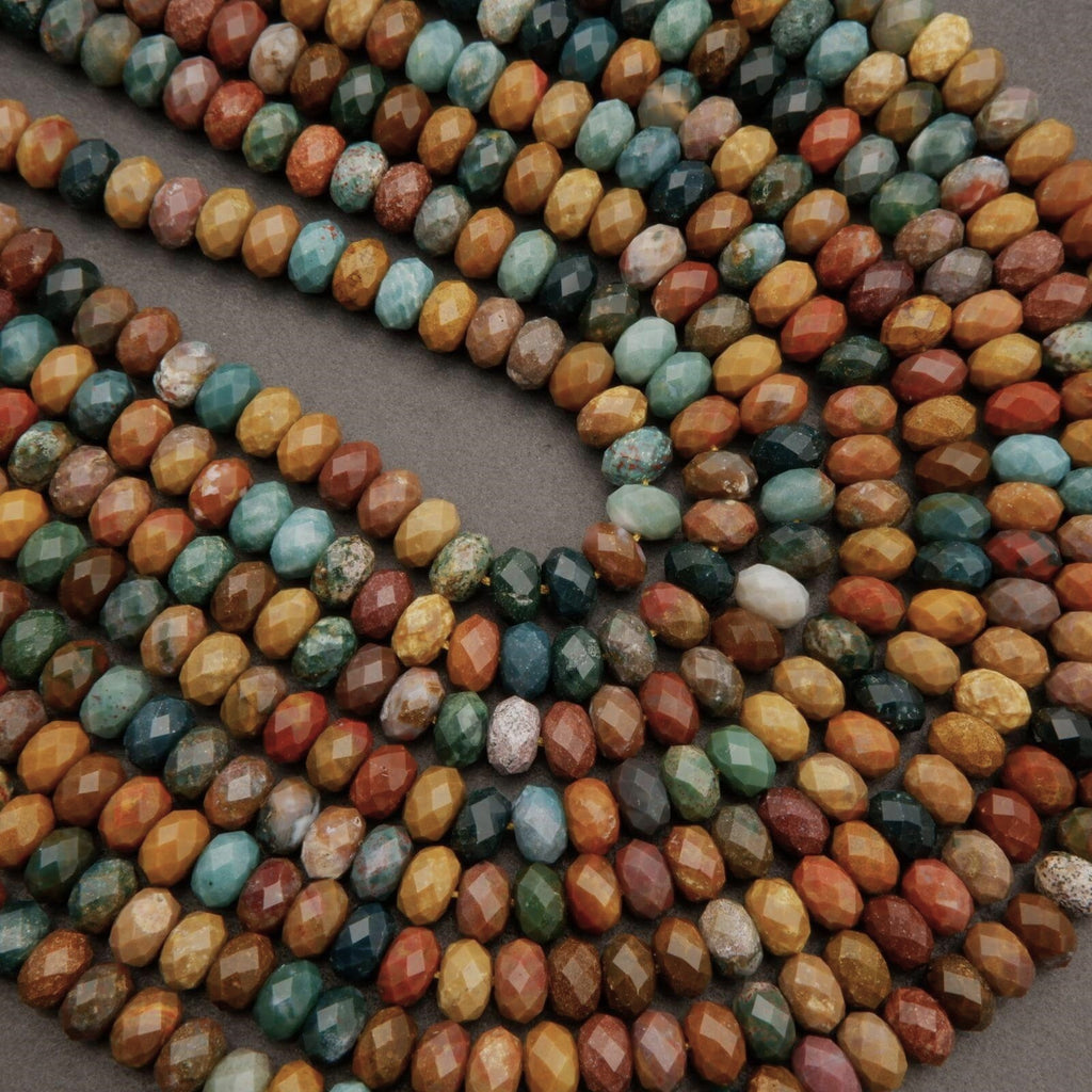Faceted Rondelle ocean jasper beads.