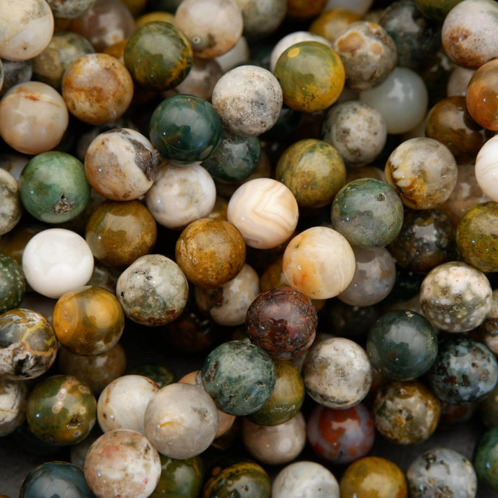 Kambaby Ocean Jasper · Smooth · Round ·  6mm, 8mm, Tejas Beads, Beads