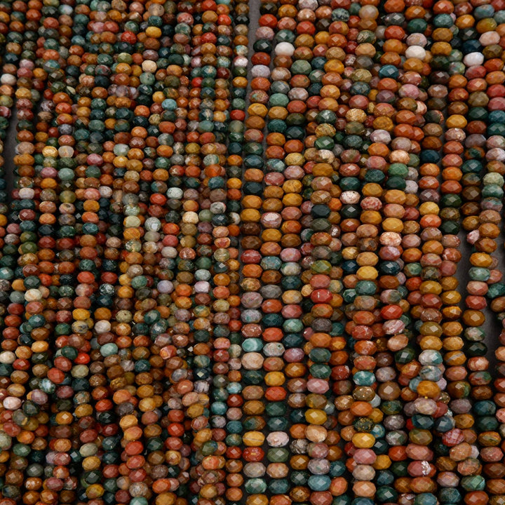 Faceted Rondelle ocean jasper beads.