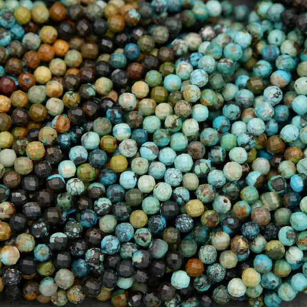 Faceted turquoise gemstone beads with natural blue green color variation