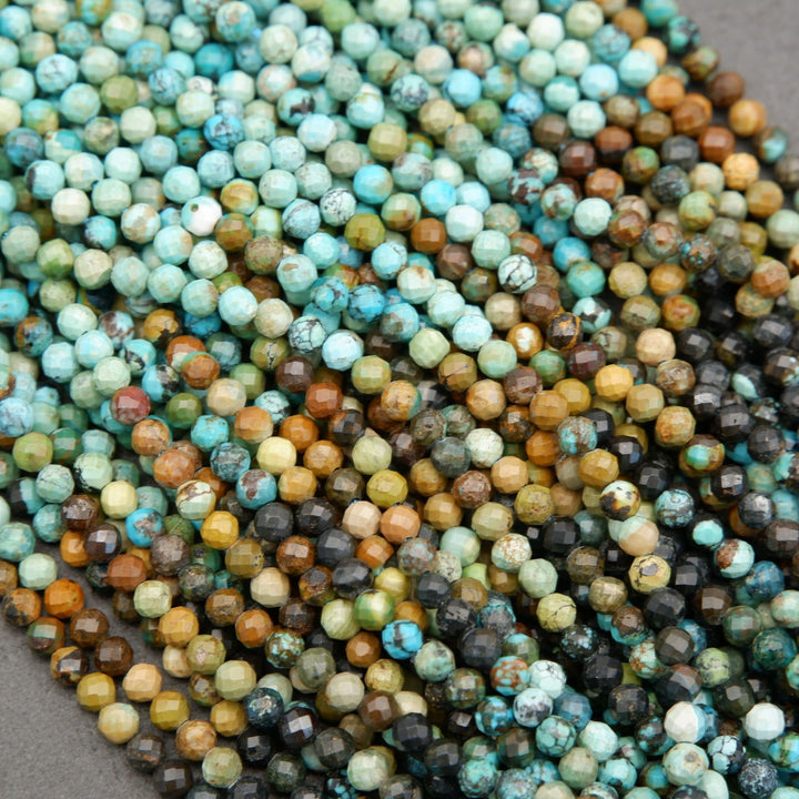 Natural turquoise beads with matrix detail on strand