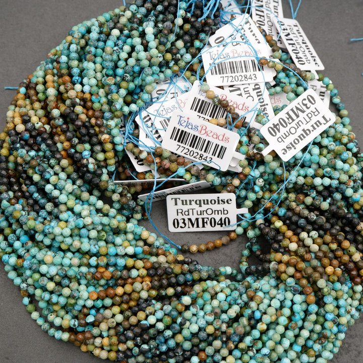 Turquoise gemstone bead strands in mixed earth tone hues