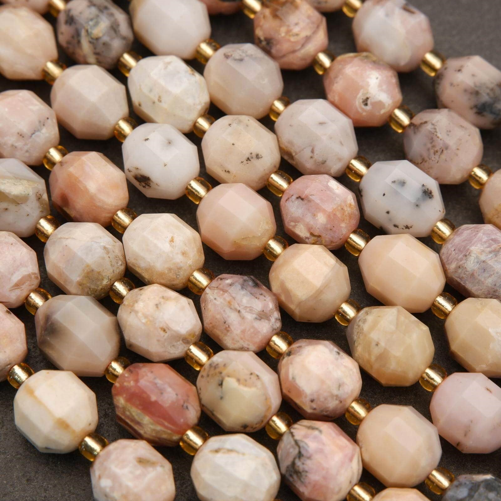 Dendritic Pink Opal · Faceted · Prism · 8mm– Tejas Beads