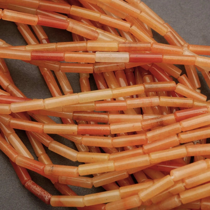 Orange Aventurine · Smooth · Tube · 4mm, Tejas Beads, Beads