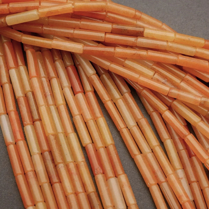 Orange Aventurine · Smooth · Tube · 4mm, Tejas Beads, Beads