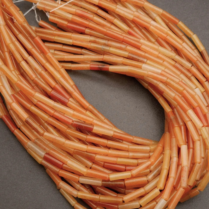 Orange Aventurine · Smooth · Tube · 4mm, Tejas Beads, Beads