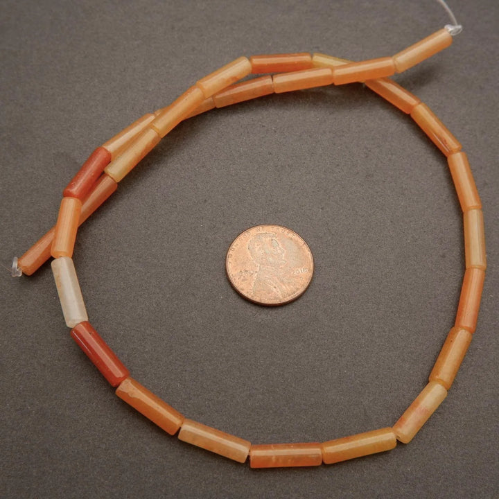 Orange Aventurine · Smooth · Tube · 4mm, Tejas Beads, Beads