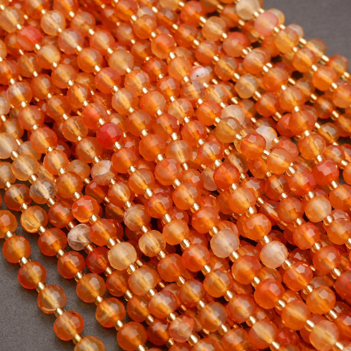 Orange Carnelian Agate · Faceted · Rondelle · 6x8mm, Tejas Beads, Beads