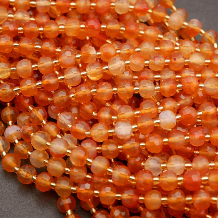 Orange Carnelian Agate · Faceted · Rondelle · 6x8mm, Tejas Beads, Beads