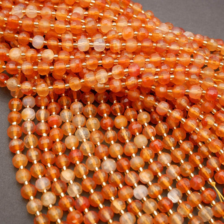 Orange Carnelian Agate · Faceted · Rondelle · 6x8mm, Tejas Beads, Beads