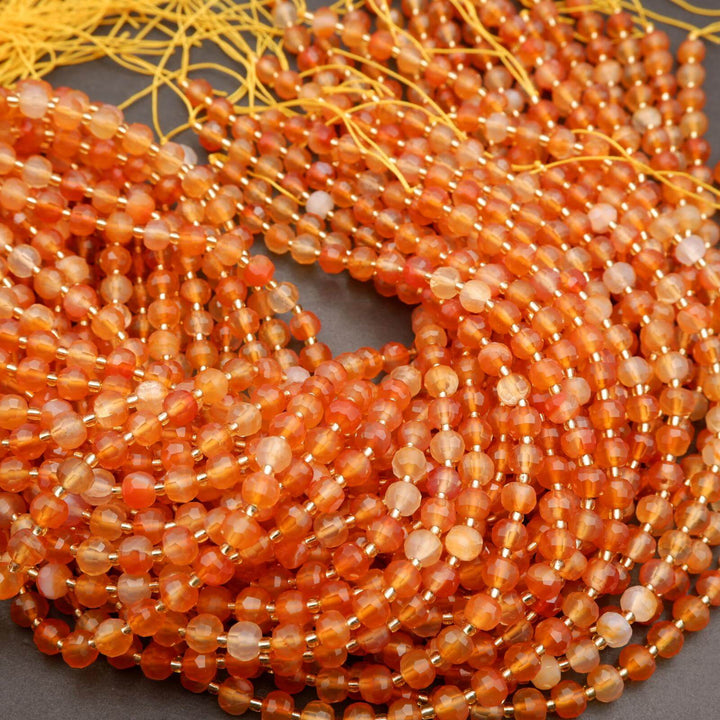 Orange Carnelian Agate · Faceted · Rondelle · 6x8mm, Tejas Beads, Beads