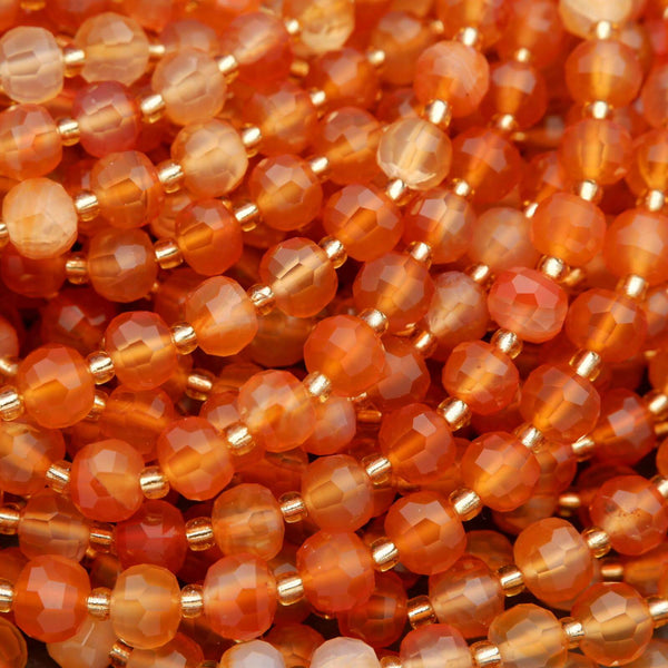 Orange Carnelian Agate · Faceted · Rondelle · 6x8mm, Tejas Beads, Beads