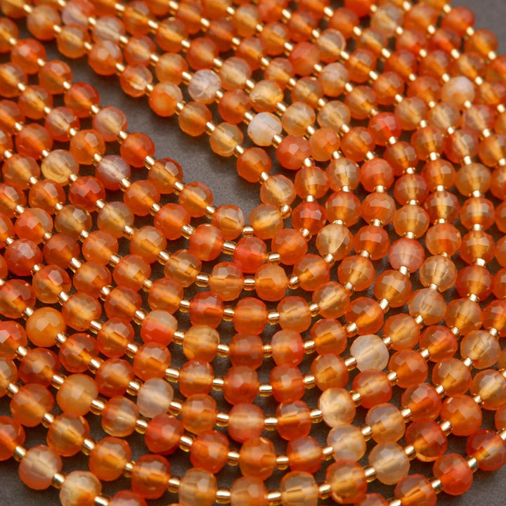 Orange Carnelian Agate · Faceted · Rondelle · 6x8mm, Tejas Beads, Beads